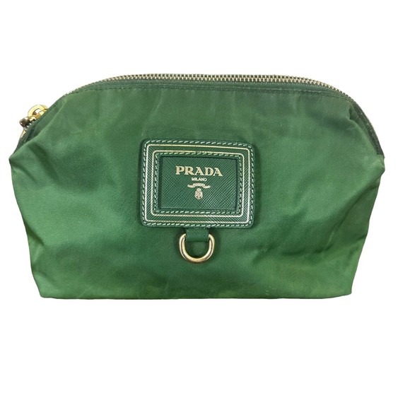 Prada Handbags - Prada Green Tessuto Cosmetic  Pouch with Certificate of Authenticity